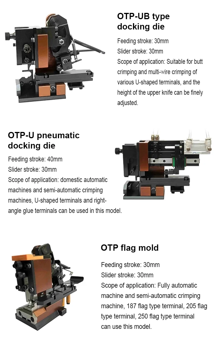 Pneumatic super wire transverse die for ultra wide special terminals crimping applicator OTP terminal mold